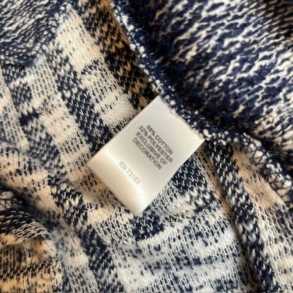 Cupio Women's Open Front Cardigan Waterfall Patchwork Navy and White Medium - Picture 6 of 11